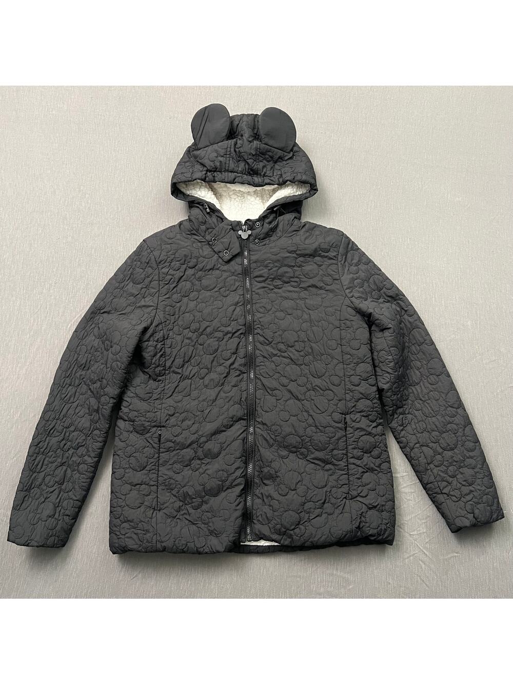 Disney Mickey Ears Mouse Monogram Zip Hoodie Women’s Medium Black Jacket